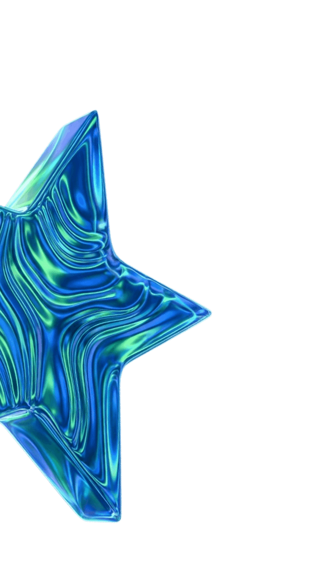 A metallic, blue-green star-shaped dish with a swirled pattern is shown against a plain white background, positioned off-center to the left—perfect for adding some Vibecoding con AI expert flair to your décor.